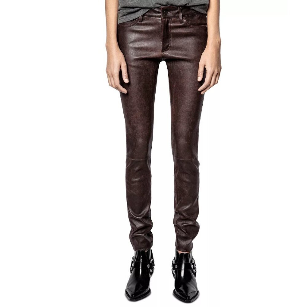 Zadig & Voltaire Phlame Leather Pants Chocolate